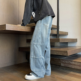 2025秋季新款牛仔裤男直筒宽松高级感弯刀裤拼接款1001GF06P58，男装牛仔裤，星座1001