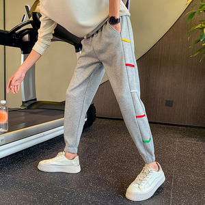 2025春秋织带拼接卫裤男潮牌宽松束脚休闲长裤运动裤1001B113P58图片