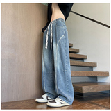2025秋季新款牛仔裤男直筒宽松高级感弯刀裤拼接款1001GF05P58，男装牛仔裤，星座1001
