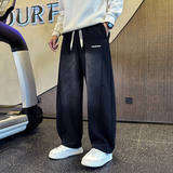 2025秋冬加厚卫裤男士直筒阔腿休闲拼接运动裤弯刀裤1001B235P68，男装休闲裤，星座1001