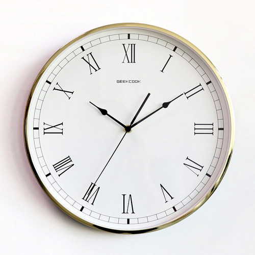 挂钟客厅家用时尚罗马字金属圆形