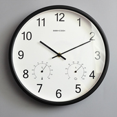 客厅挂钟简约挂墙现代时钟创意北欧超静音石英钟温度湿度圆形钟表