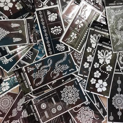 随机发货未整理大图海娜纹身镂空模板手背身体彩绘镂空不干胶贴纸
