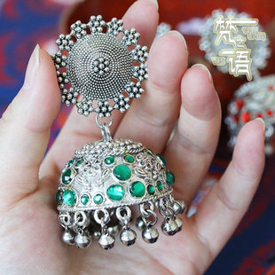 梵之语印度原装耳环夸张大灯笼民族特色铃铛灯笼耳环舞台年会装饰