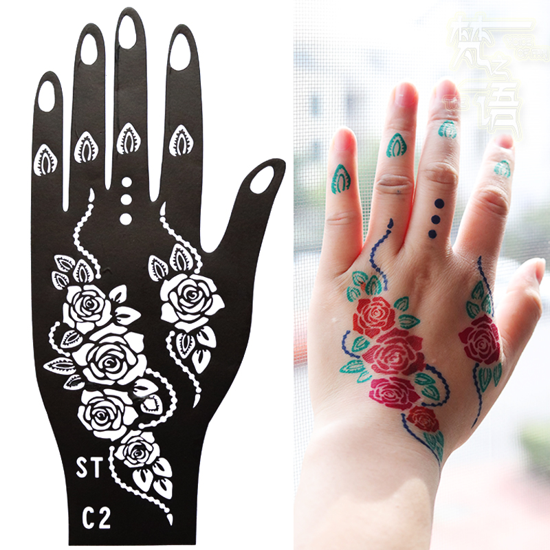 梵之语印度海娜纹身tattoo template手部纹身彩绘模版一对a pair2