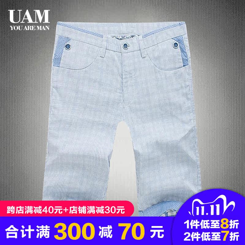 UAM man stripe Casual pants summer new pattern Korean Edition fashion Self cultivation Simplicity Five point pants Metrosexual lattice shortsin the Men's clothing, Casual pants  category - from Buy2taobao.com to provide professional Taobao agent buy service