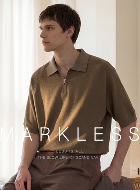 Markless半拉链棉感男士polo衫 夏季透气高级感商务休闲短袖T恤