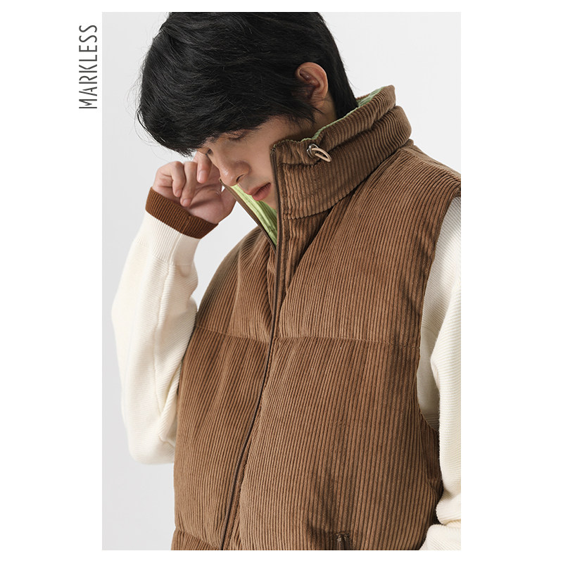 Markless90白鸭绒羽绒背心马甲男款冬季新款男士灯芯绒羽绒服外穿,男装,羽绒马甲,淘宝优惠券,粉丝福利购,淘宝优惠卷