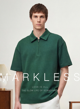 Markless巴黎双面设计polo衫男士 夏季新款休闲拉链领口短袖男