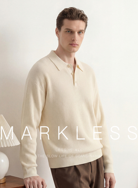 Markless男士polo领针织衫秋冬季新款毛衣慵懒感纯色毛衫上衣