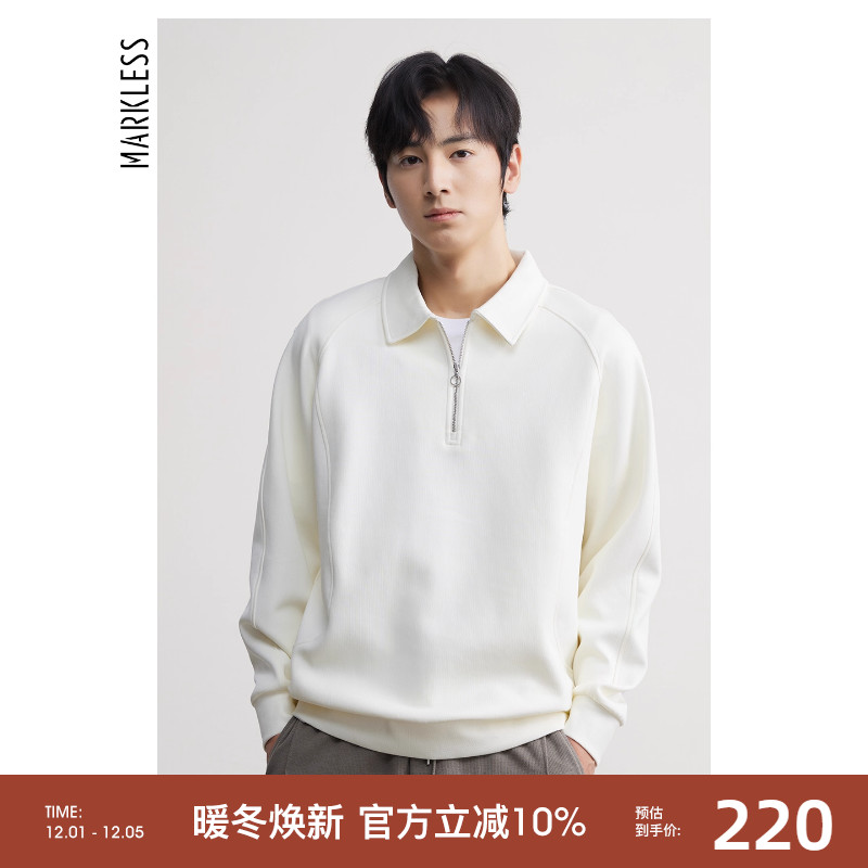 慵懒感翻领半拉链卫衣Polo长袖