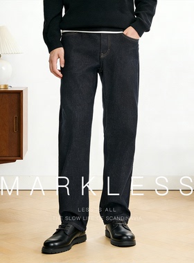 Markless原色防褪色牛仔裤男 春季宽松休闲长裤男士直筒裤子