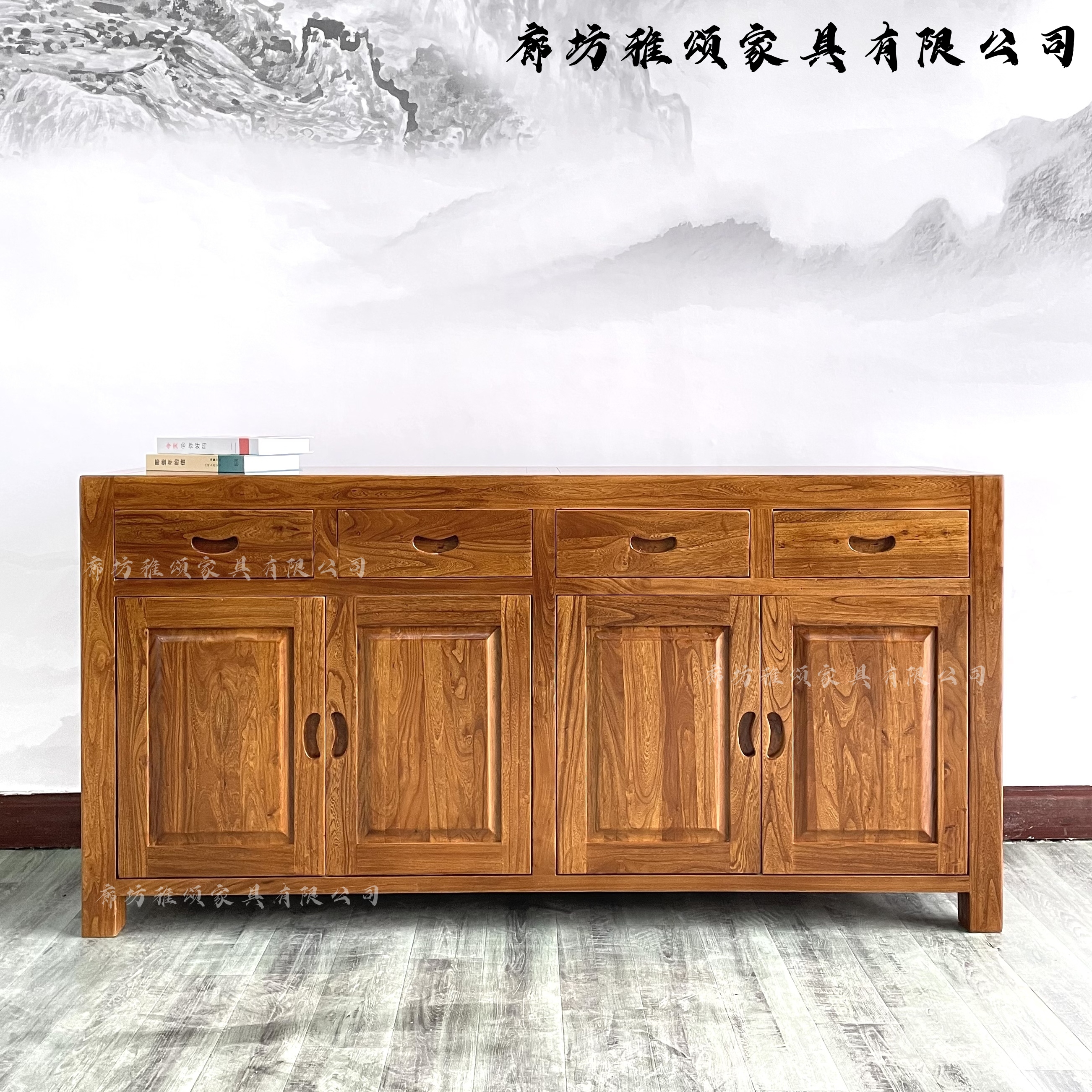 老榆木玄关餐边柜中式实木厨房收纳柜简约橱柜家用卧室储物柜定制