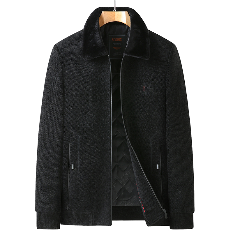 特大码中老年翻领加肥加绒夹克男肥佬宽松保暖休闲保暖外套送爸爸