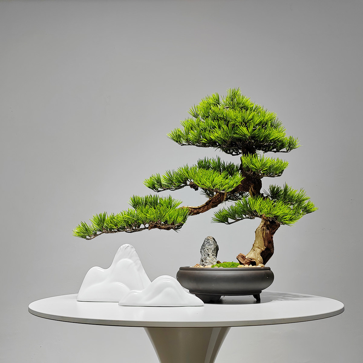 迎客松新中式装饰品摆件花几盆景