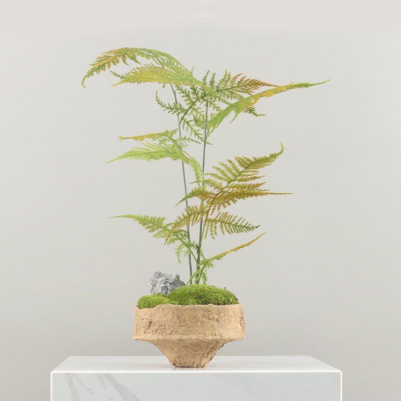 新中式日式创意仿真花艺文竹禅意盆景茶室民宿茶几博古架桌面摆件