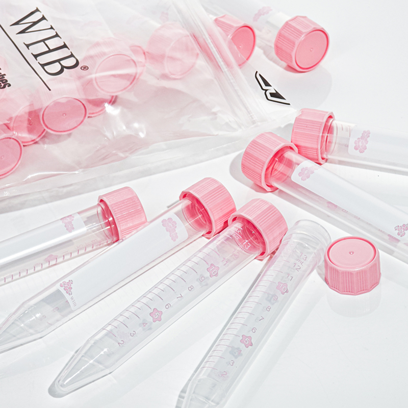 WHB粉色牡丹花离心管15ml50ml带刻度无菌无酶医用灭菌塑料离心管
