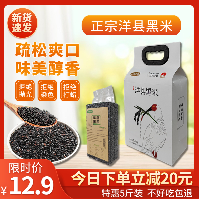 陕西洋县特产有机肥黑米新米酒养生粥糙米八宝粥黑籼糯米五谷杂粮