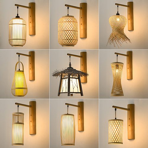 餐厅过道床头竹艺日式壁灯