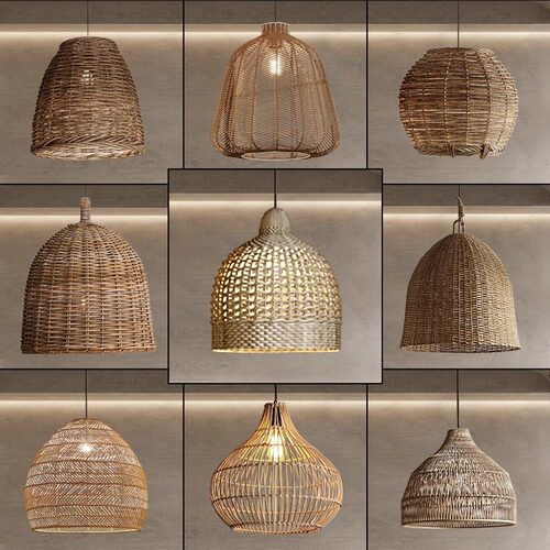 侘寂风吊灯民宿餐厅火锅店藤编灯