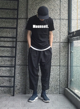 Maunsell日系春夏亚麻阔腿裤男九分宽松哈伦休闲裤子 eugene tong