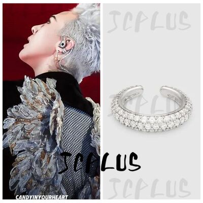 gd权志龙同款金银拼色满钻耳扣