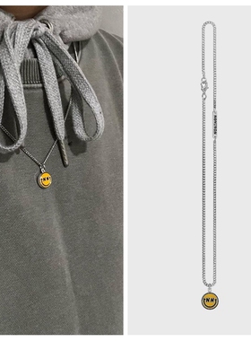 nonenon黄色笑脸钛钢项链ins网红同款表情脸锁骨链防过敏情侣项链