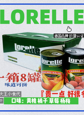 LORELLE黄桃罐头出口德国欧莱德水果罐头菠萝橘子草莓杨梅一箱8罐