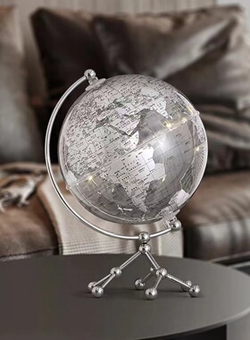 创意透明地球仪摆件轻奢高档客厅办公室桌面装饰大摆件透明水晶球