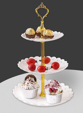 三层水果盘客厅家用多层下午茶点心盘糖果零食蛋糕点心架甜点