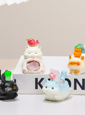 猫猫水晶盲盒摆件可爱装饰办公室礼物教师节礼品新款新品公仔