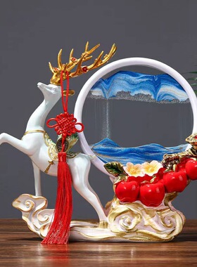 一路高升山水流沙画客厅摆件装饰品玄关酒柜桌面摆设乔迁新居礼品