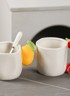 创意可爱辣椒手柄陶瓷马克杯水杯女生办公室简约咖啡杯女朋友礼物