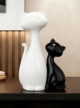 创意猫咪摆件客厅轻奢高档酒柜电视柜玄关餐边柜装饰品高级感小众