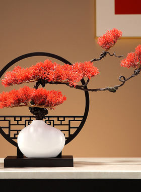 迎客松摆件创意客厅玄关酒柜装饰新中式树脂乔迁礼物招财