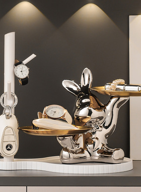 入户门玄关兔子钥匙收纳置物架摆件轻奢高档鞋柜客厅儿童房装饰品