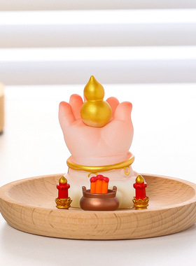 胖fufu佛手福禄双全黄水晶发财树办公室工位入户玄关电视柜装饰品