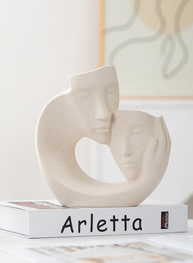 陶瓷花瓶人物白色家居客厅装饰陶瓷工艺品摆设北欧抽象情侣摆件