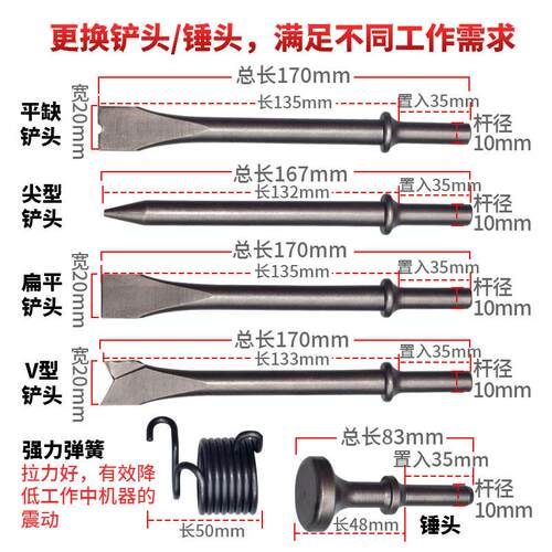 气铲风铲气动铲刀气锤工具风锤盒装冲击气镐AT-2080 190