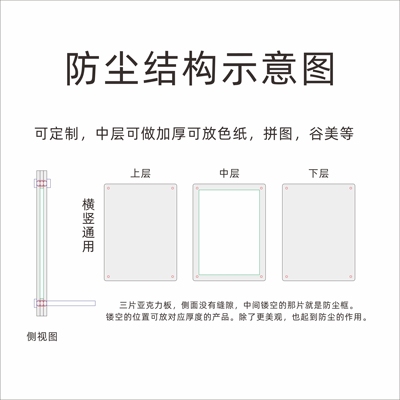 高透亚克力色纸相框透明框架拼图谷美展示收纳展示框摆台定制