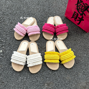 波西米亚民族风流苏macrame拖鞋度假沙滩海边轻便不累脚一字拖