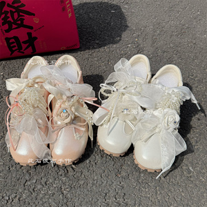 2025新款春夏季甜美少女德训鞋女丝带休闲外穿芭蕾舞鞋百搭可爱