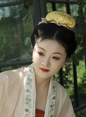 大萌制 宋制发冠宋代如意云形仿古缠枝花纹冠3d打印发饰