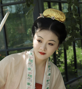大萌制 宋制发冠宋代如意云形仿古缠枝花纹冠3d打印发饰