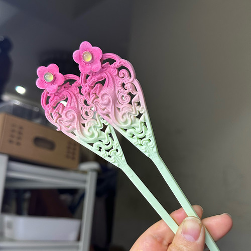 大萌制 马年新品 马来花开发簪 汉服古风簪子 3d打印彩色发饰