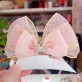 儿童立体蝴蝶结水钻皇冠发夹生日宝宝头饰女孩顶夹仙气公主头饰品