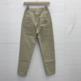 潮新韩版 长裤 白色弹力显瘦纯棉中高腰单裤 阿布衣社吉9968春款