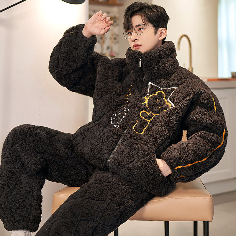 睡衣冬天男款超厚三层夹棉2025新款加厚加绒男士法兰绒家居服套装,女士内衣/男士内衣/家居服,睡衣/家居服套装,淘宝优惠券,粉丝福利购,淘宝优惠卷