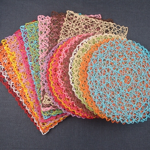 彩色手工编织纸绳餐桌垫 幼儿园教室墙面DIY背景布装饰作品展示贴