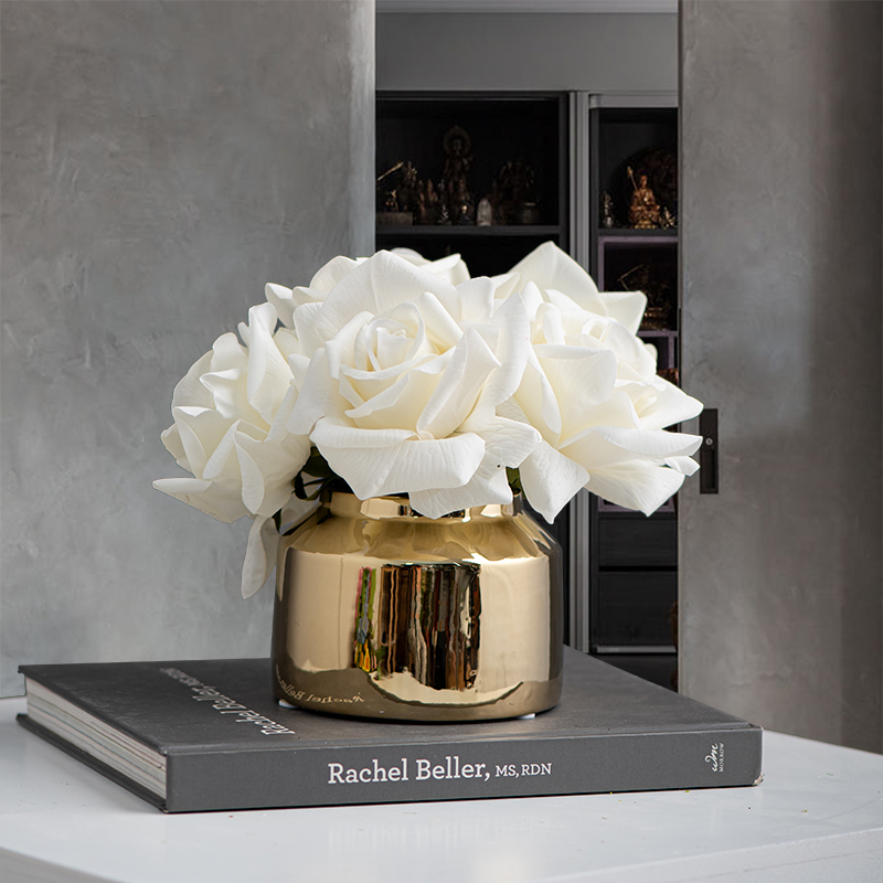 光影艺轩绢花玫瑰花和花器